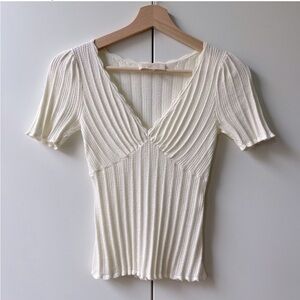 Sézane Cloe Knit Top in Cream